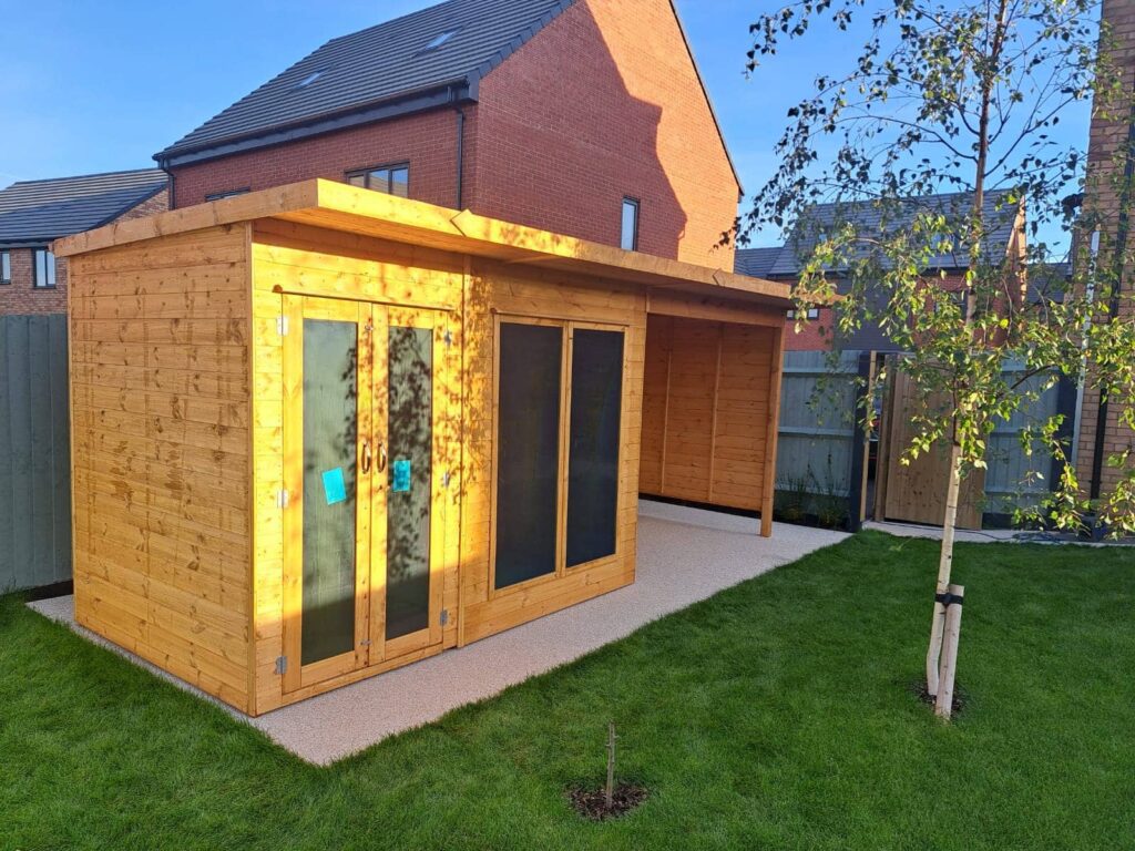 Completed garden shed with a polished and functional design.