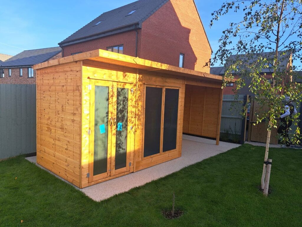Completed garden shed with a polished and functional design.