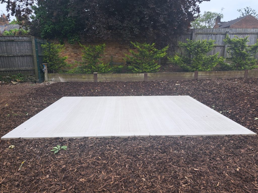 Concrete base prepared for building a cabin.