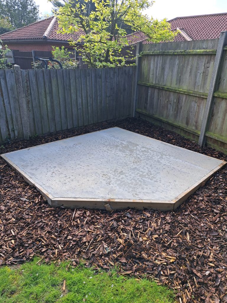 Concrete base prepared for building a cabin.